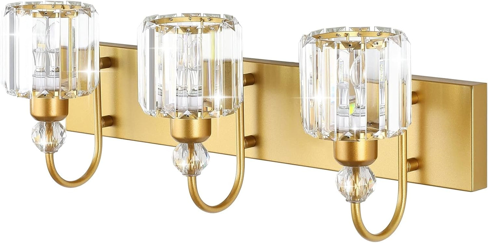 Gold Bathroom Vanity Lights 3-Lights Gold Crystal Vanity Lights over Mirror Modern Crystal Bathroom Vanity Lighting Fixtures