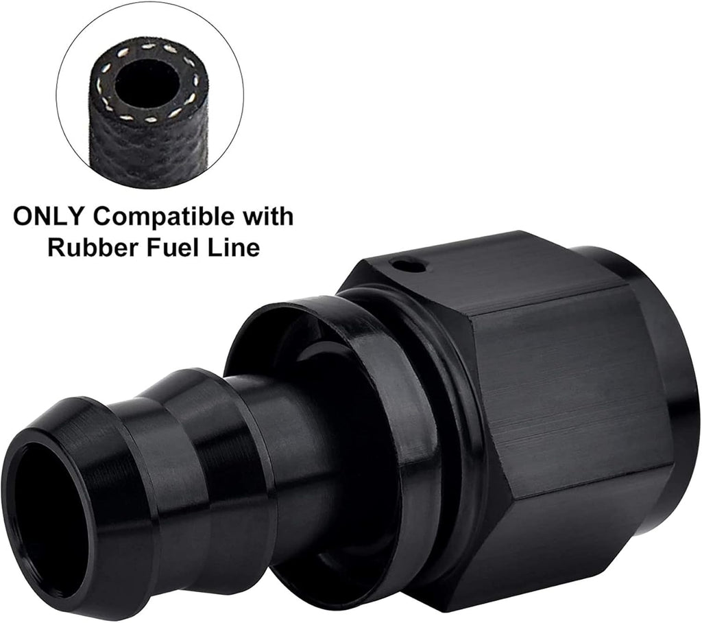 8AN Straight Push Lock Hose Fitting End Black 2PCS