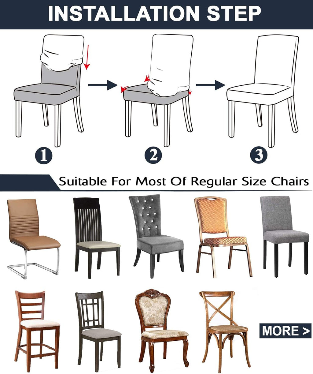 Stretch Chair Covers for Dining Room Set of 2, Dining Room Chair Covers for Home Decor, Removable Dining Chair Cover Antislip Kitchen Chair Cover Parson Chair Slipcover(2 Pack, Black)