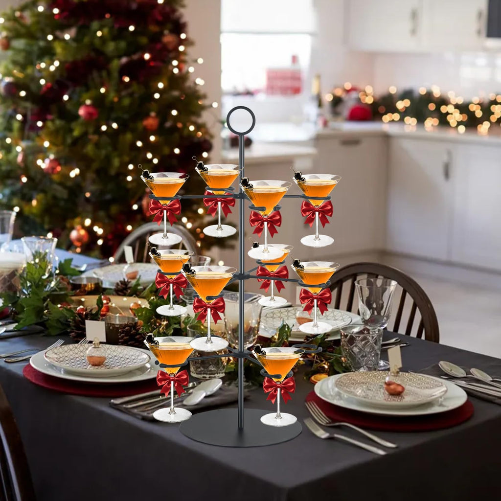 Cocktail Tree Stand for Parties Brunch,3 Tiers 12 Holders Drink Tower Wine Glass Holder Stand,Champagne Tower Martinis Tree,Wine Glasses Display Margarita Tower Drink Stand for Mimosa Bar Party Bridal