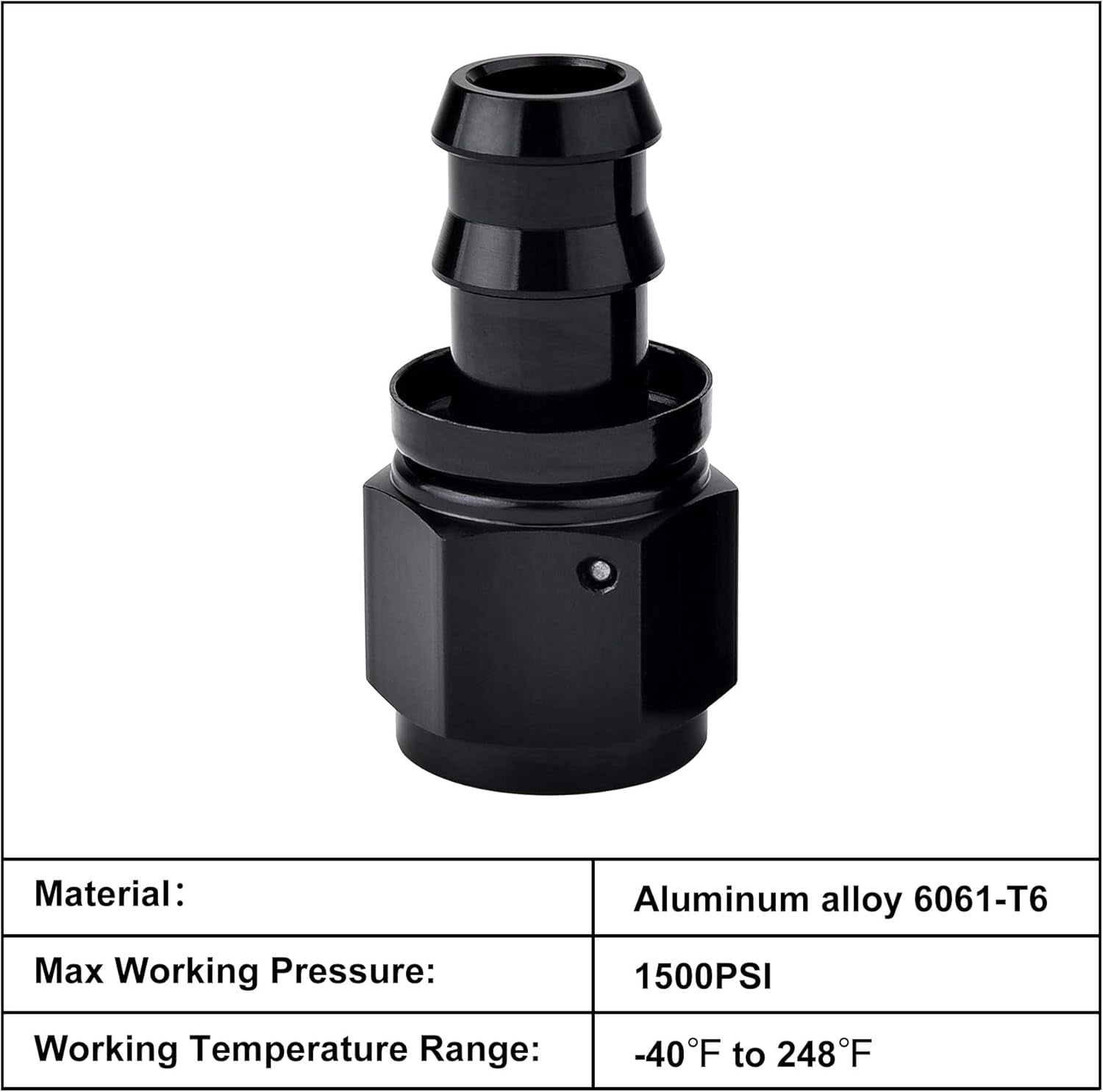 8AN Straight Push Lock Hose Fitting End Black 2PCS