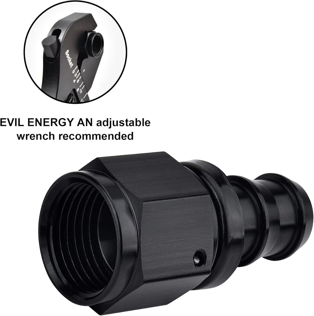 8AN Straight Push Lock Hose Fitting End Black 2PCS