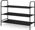 3 Tier Free Standing Shoe Rack, Metal Shoe Storage Shelf for 9-12 Pairs, Easy to Assemble, Entryway, Bedroom, Black