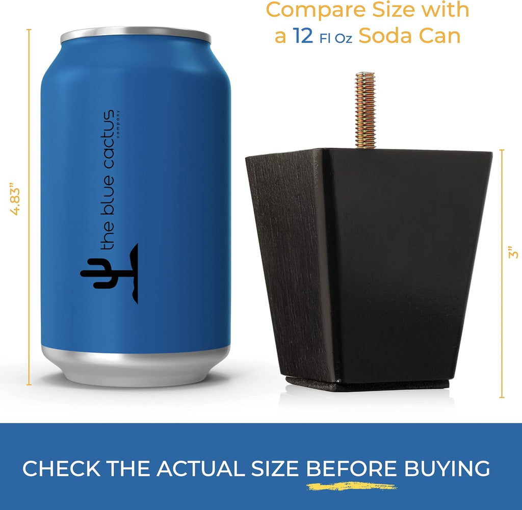 Set of 4 Wood Furniture Legs (Black, Square)