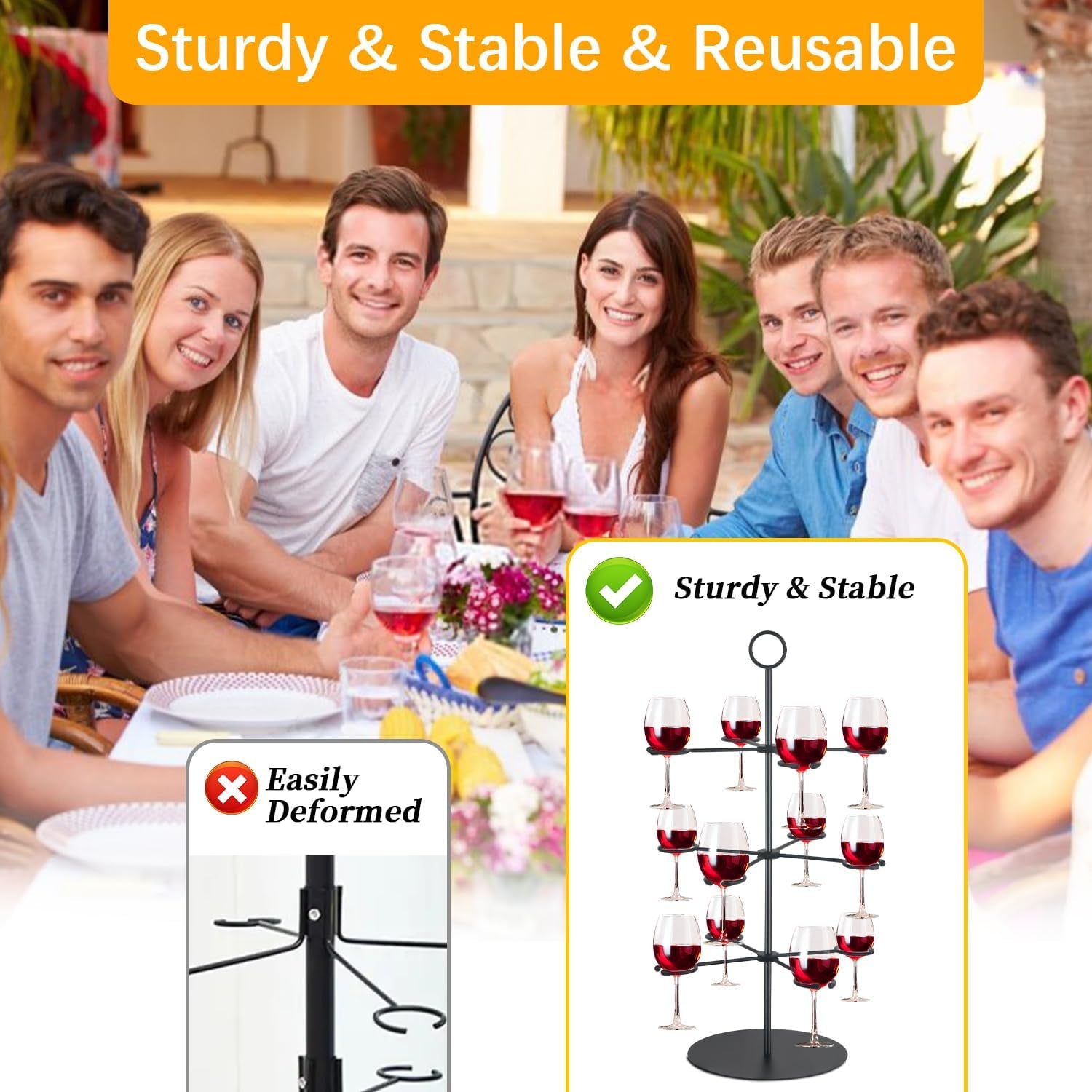 Cocktail Tree Stand for Parties Brunch,3 Tiers 12 Holders Drink Tower Wine Glass Holder Stand,Champagne Tower Martinis Tree,Wine Glasses Display Margarita Tower Drink Stand for Mimosa Bar Party Bridal