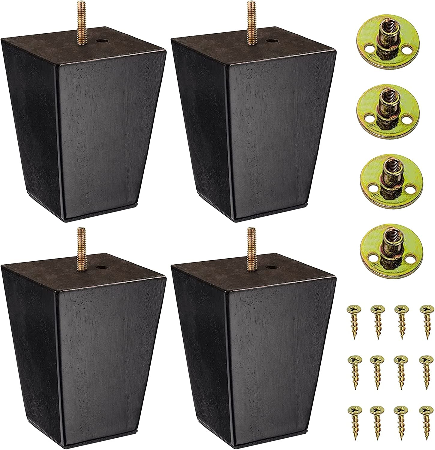 Set of 4 Wood Furniture Legs (Black, Square)