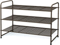 3-Tier Stackable Shoe Rack, Expandable & Adjustable Shoe Shelf Storage Organizer, Wire Grid, Bronze