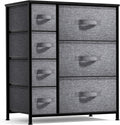 Dresser with 7 Drawers - Chest Organizer Tower Unit with Steel Frame, Wood Top, Easy Pull Fabric Bins - Storage Furniture for Bedroom, Hallway, Closet & Office Organization