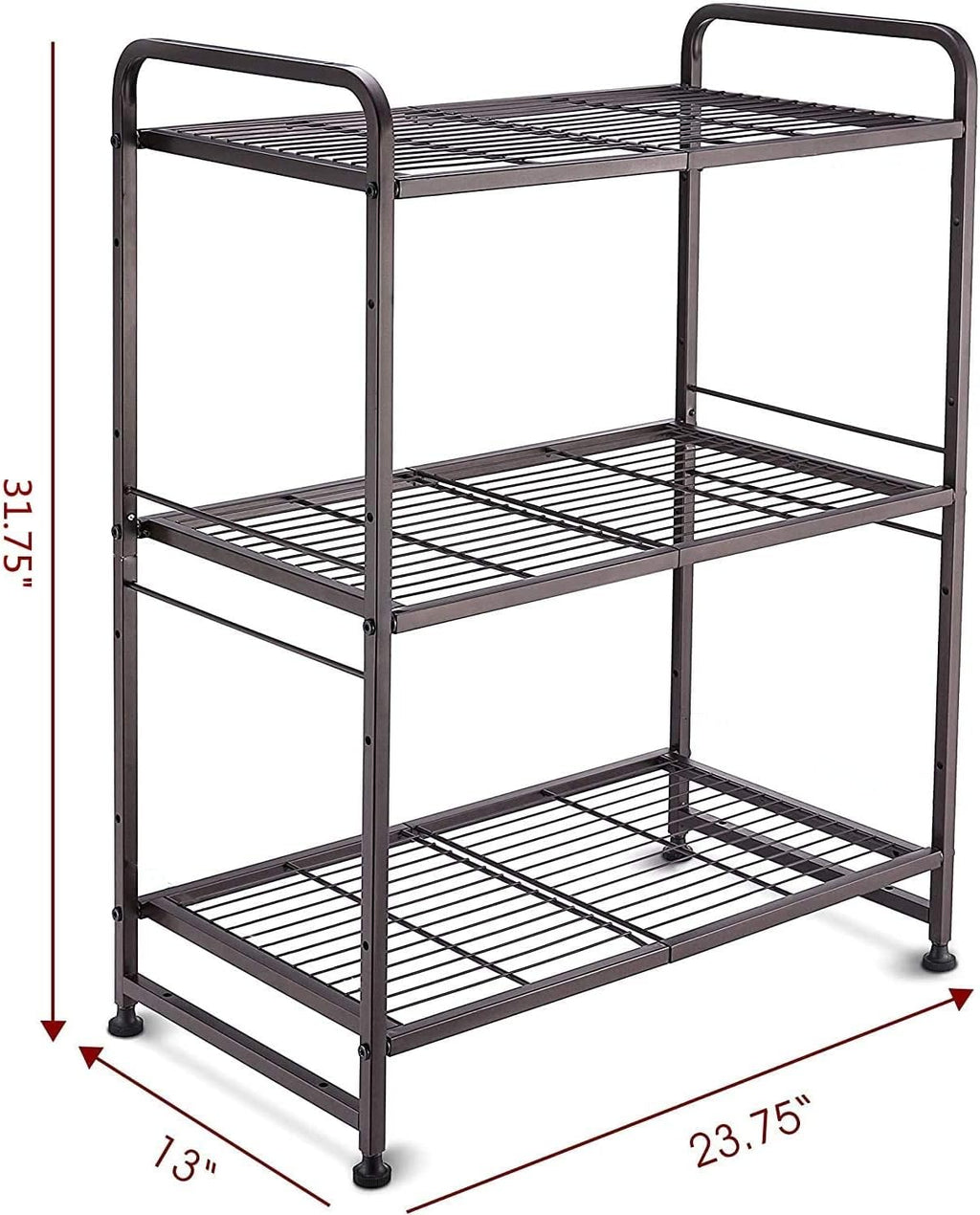 3-Tier Stackable Wire Shelving Unit Storage Rack, Expandable & Adjustable Kitchen Storage Cabinet Shelf Organizer, Bronze