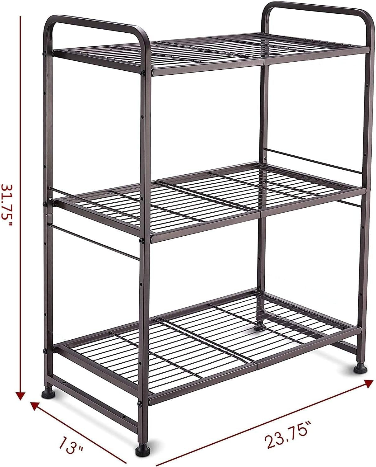 3-Tier Stackable Wire Shelving Unit Storage Rack, Expandable & Adjustable Kitchen Storage Cabinet Shelf Organizer, Bronze