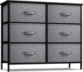 Dresser with 6 Drawers - Chest Organizer Unit with Steel Frame Wood Top & Handle Easy Pull Fabric Bins for Clothes - Storage Furniture for Bedroom, Hallway, Living Room, Nursery & Closet
