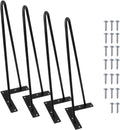 Metal Hairpin Table Legs 16 Inch, Replacement Furniture Pin Legs Set of 4 for DIY Coffee Tables, Modern Desks, Night Stands, Etc with Heavy Duty Iron and Mid-Century Industrial Design, Black