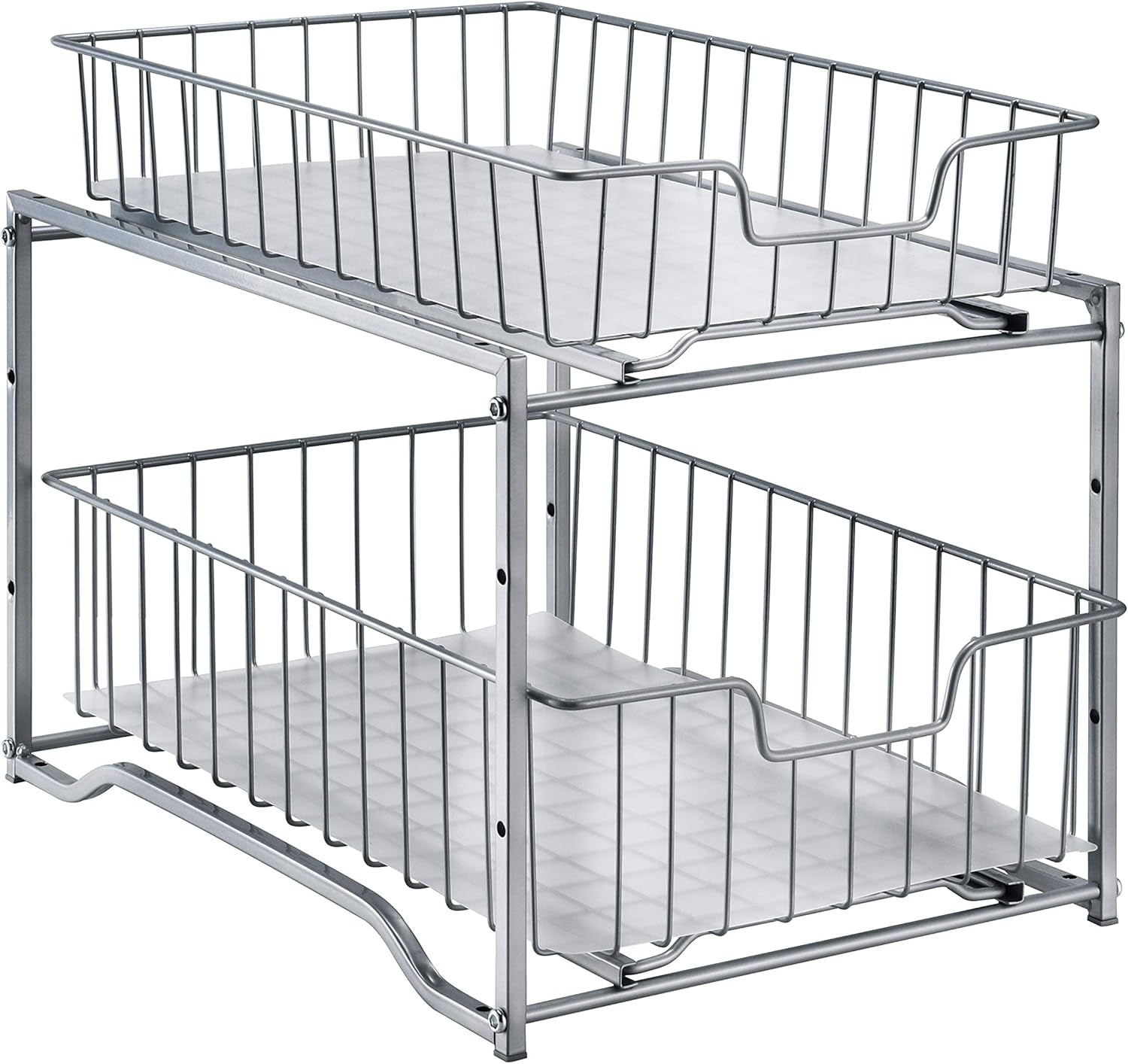 Stackable 2-Tier Vertical Bathroom Storage under Sink Cabinet Organizer, Toilet Vanity Organizer Drawers, Silver