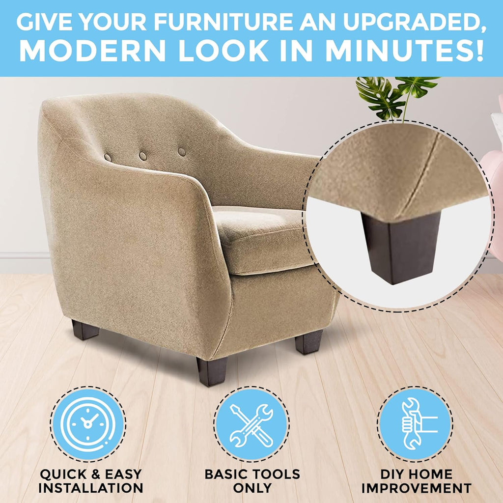 Set of 4 Wood Furniture Legs (Black, Square)