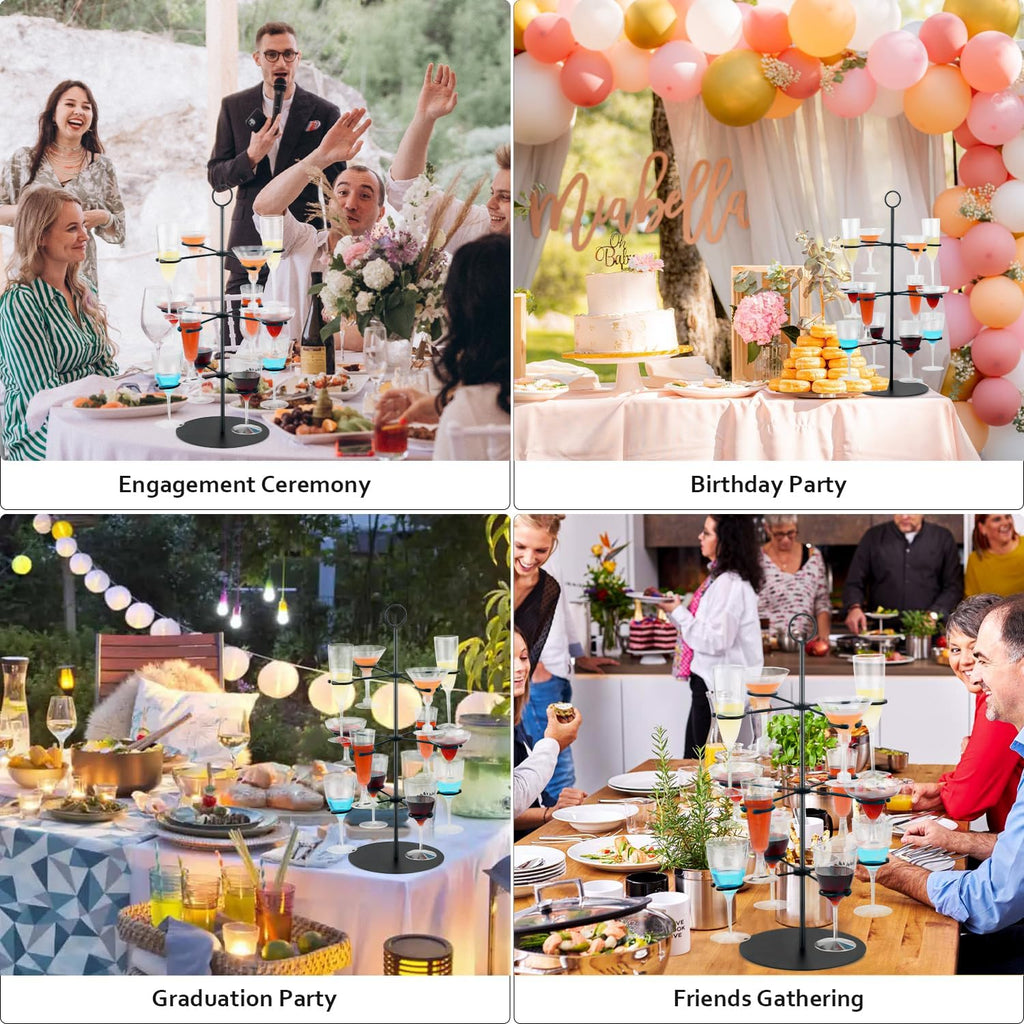 Cocktail Tree Stand for Parties Brunch,3 Tiers 12 Holders Drink Tower Wine Glass Holder Stand,Champagne Tower Martinis Tree,Wine Glasses Display Margarita Tower Drink Stand for Mimosa Bar Party Bridal